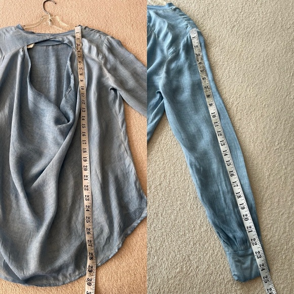 NWT California Moon Rise Blue Drape Back Blouse M - Picture 12 of 15